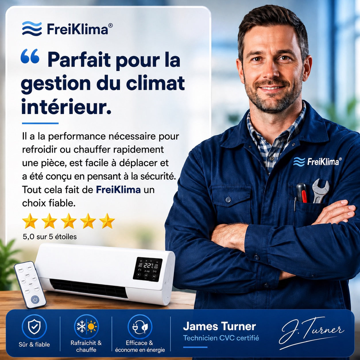 FreiKlima Pro – Portable Klimaanlage & Heizung ohne Installation | 2-in-1 Klimatisierung | Bis 51 m²